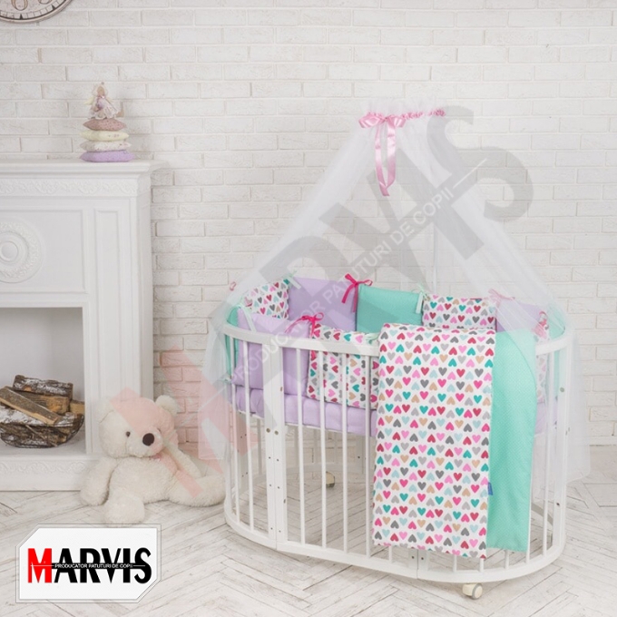 Lenjerie multicolora patut bebe oval